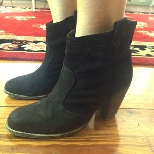 Dark Brown Heeled Boots - Real Leather/Suede